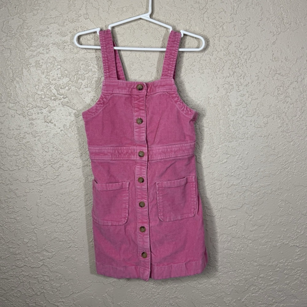 Crew Cuts Girls Overall Jumper Dress Size 6 Pink Corduroy Button Front J.Crew
